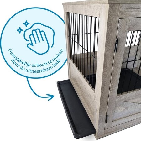 Topmast Luxurious Rustic Dog Crate - 98 x 71 x 79 cm - Large - Garden Select