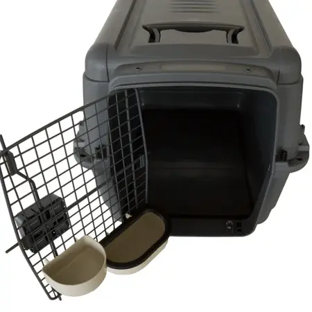 Topmast Pawsport Reisebox – IATA-Transportbox – Mittelgroß – 71 x 51 x 48 cm – Anthrazit – Garden Select