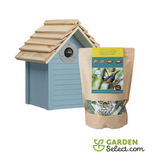Vogelhaus – Beach House Aruba Blue mit Vogelfutter – Garden Select