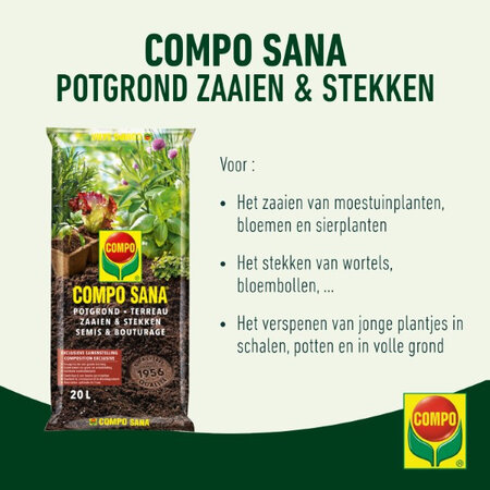Compo Sana sowing and cutting soil 20 litres - For good root development and even germination.