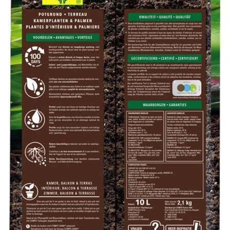 Compo Zimmerpflanzen- und Palmenerde 10 l - Dünger - Garden Select