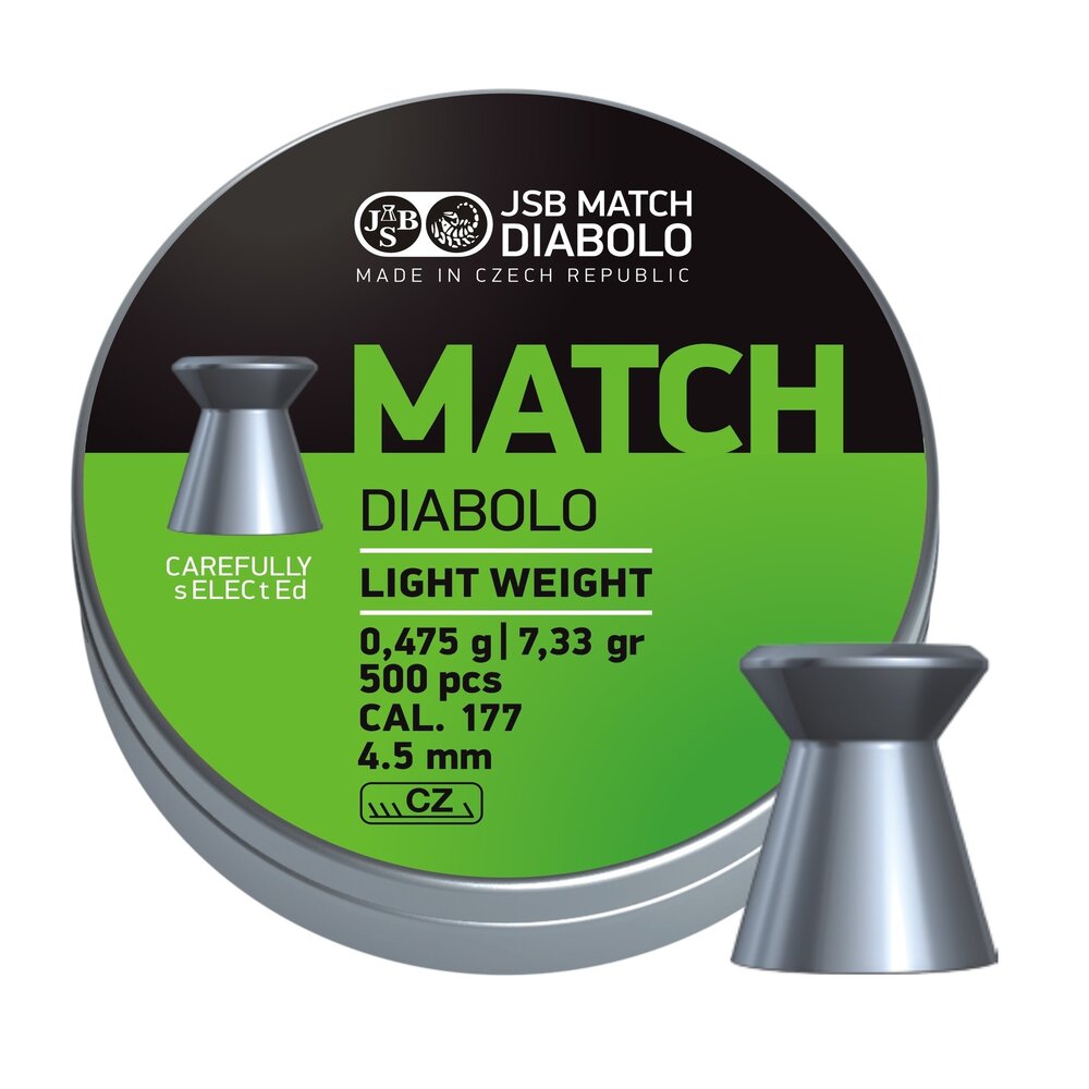 JSB JSB Match Diabolo Light Weight 4,49 mm 7,33 gr – 500 stuks JSB JSB Match Diabolo Light Weight 4,49 mm 7,33 gr – 500 stuks