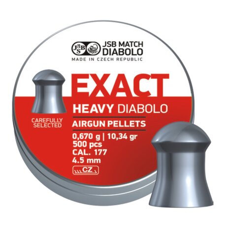 JSB JSB Exact Heavy Diabolo 4.52 mm 10.34 gr – 500 pcs. JSB JSB Exact Heavy Diabolo 4.52 mm 10.34 gr – 500 pcs.