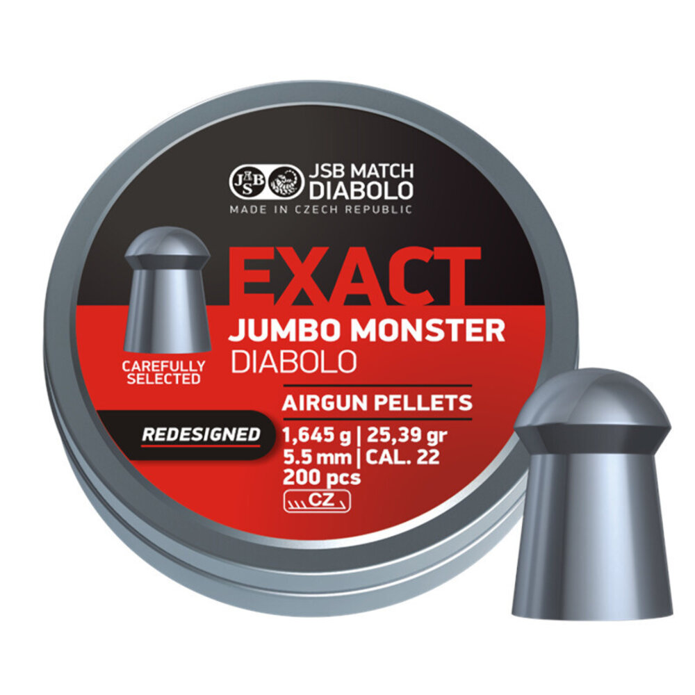 JSB JSB Exact Jumbo Monster Redesigned Diabolo 5,52 mm 25,39 gr – 200 stuks JSB JSB Exact Jumbo Monster Redesigned Diabolo 5,52 mm 25,39 gr – 200 stuks