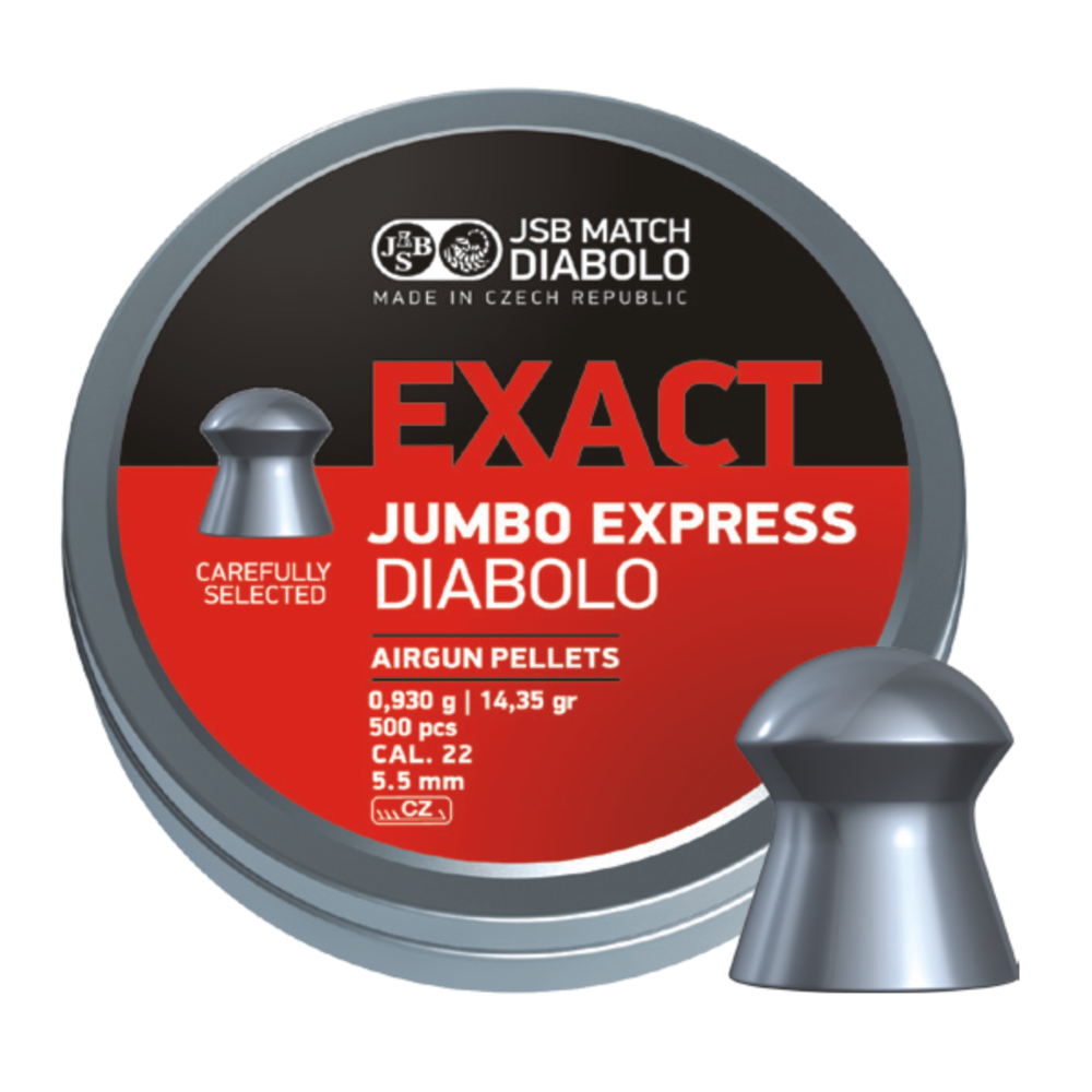 JSB JSB Exact Jumbo Express Diabolo 5,52 mm 14,35 gr – 500 stuks JSB JSB Exact Jumbo Express Diabolo 5,52 mm 14,35 gr – 500 stuks
