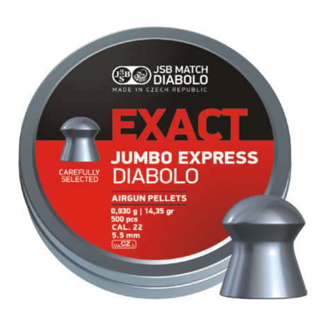 JSB JSB Exact Jumbo Express Diabolo 5,52 mm 14,35 gr – 500 stuks JSB JSB Exact Jumbo Express Diabolo 5,52 mm 14,35 gr – 500 stuks