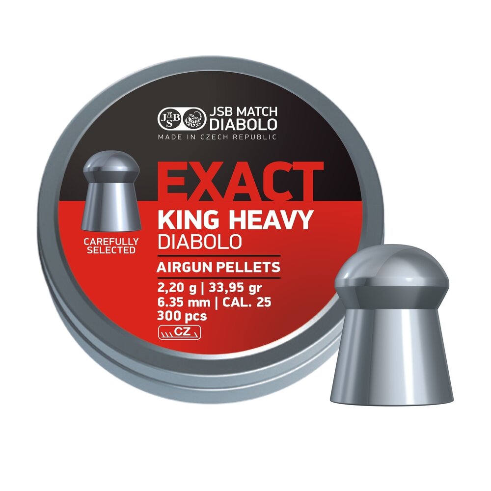 JSB JSB Exact King Heavy Diabolo 6,35 mm 33,95 gr – 300 stuks JSB JSB Exact King Heavy Diabolo 6,35 mm 33,95 gr – 300 stuks