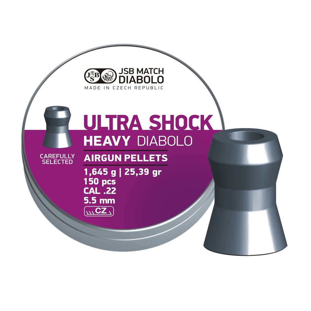 JSB JSB Ultra Shock Heavy Diabolo 5,50 mm 25,39 gr – 150 stuks JSB JSB Ultra Shock Heavy Diabolo 5,50 mm 25,39 gr – 150 stuks