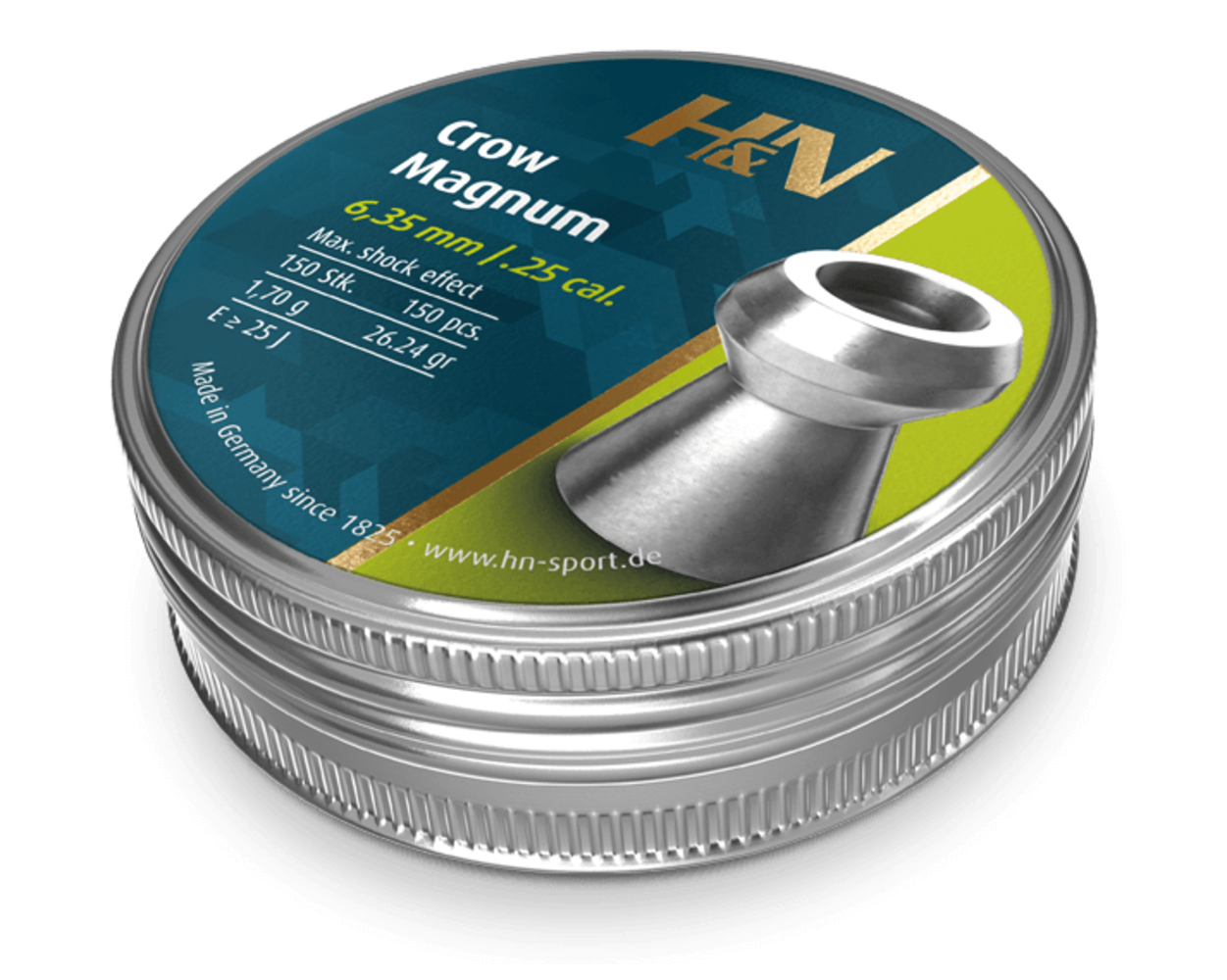 Haendler & Natermann H&N Crow Magnum .25 26.24 gr airgun pellets - 150 pcs Haendler & Natermann H&N Crow Magnum .25 26.24 gr airgun pellets - 150 pcs