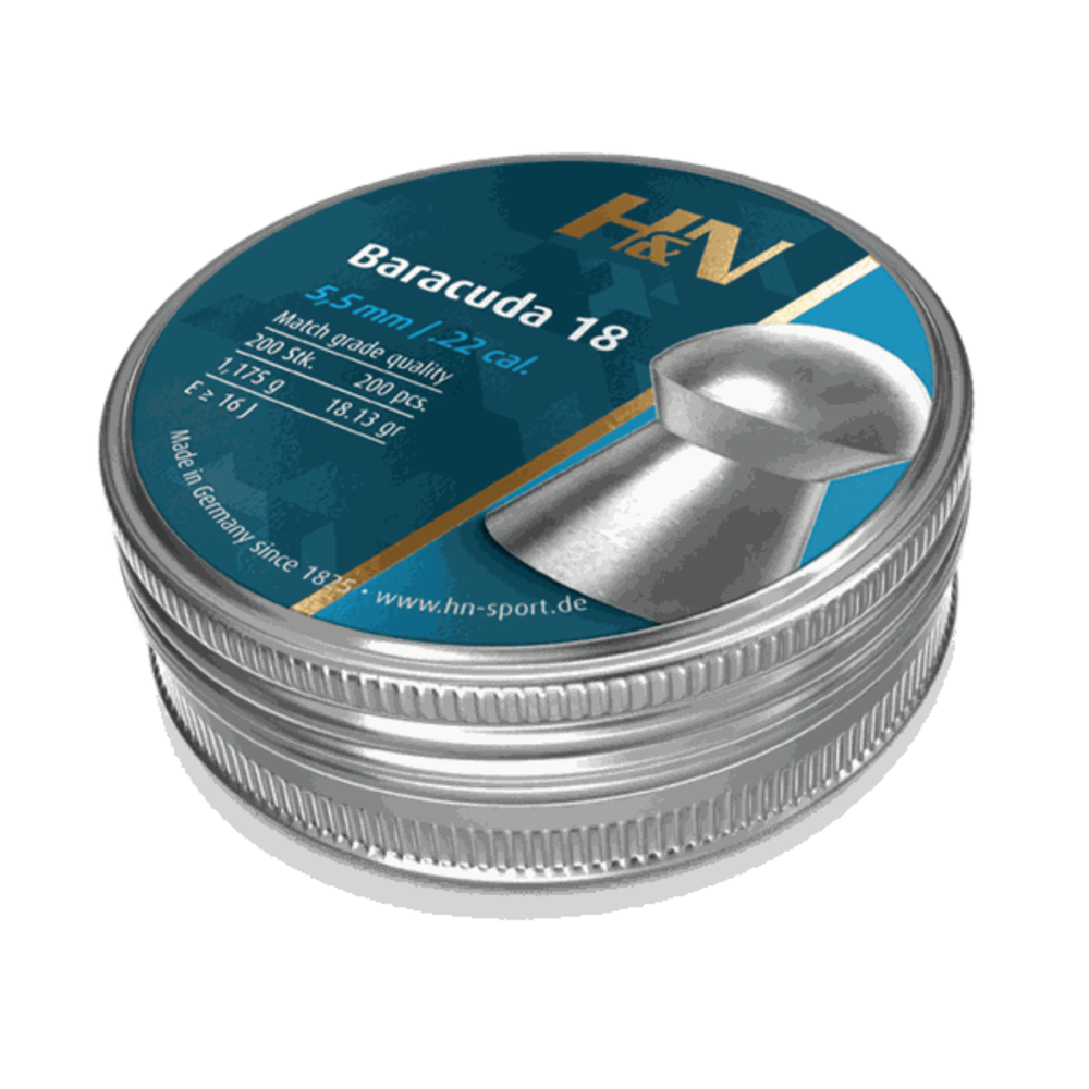 Haendler & Natermann H&N Baracuda 18 .22 18.13 grain airgun pellets - 200 pcs Haendler & Natermann H&N Baracuda 18 .22 18.13 grain airgun pellets - 200 pcs