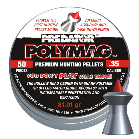 JSB JSB Predator Polymag 9 mm / .35 81,01 gr – 50 stuks JSB JSB Predator Polymag 9 mm / .35 81,01 gr – 50 stuks
