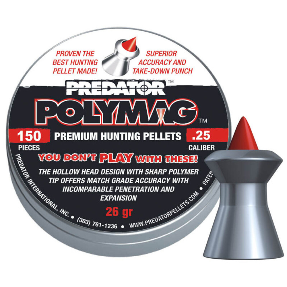 JSB JSB Predator Polymag 6,35 mm / .25 25,3 gr – 150 stuks JSB JSB Predator Polymag 6,35 mm / .25 25,3 gr – 150 stuks