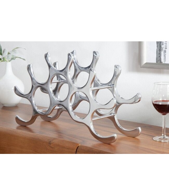 Invicta Interior Modern wijnrek FLAME 48cm zilver voor 10 flessen flessenhouder - 8525