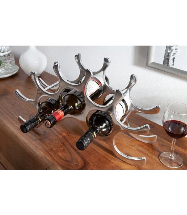 Invicta Interior Modern wijnrek FLAME 48cm zilver voor 10 flessen flessenhouder - 8525