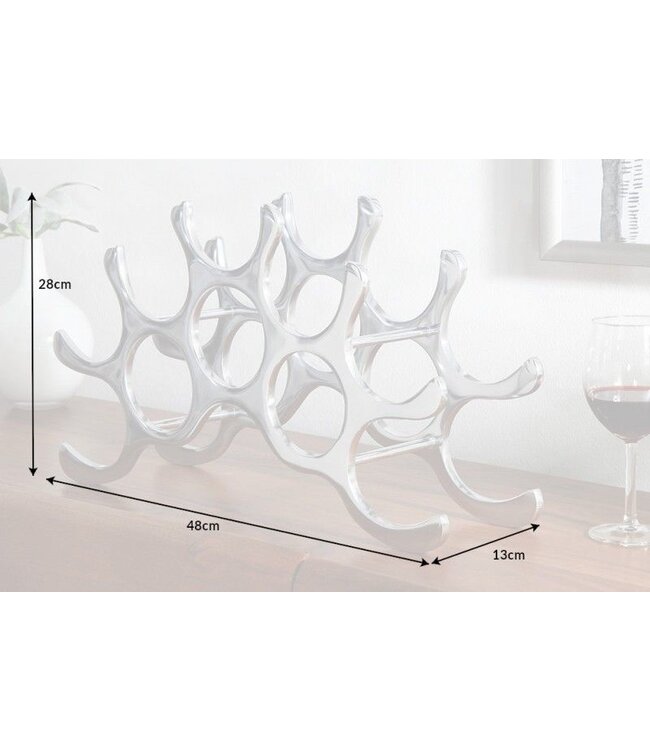 Invicta Interior Modern wijnrek FLAME 48cm zilver voor 10 flessen flessenhouder - 8525