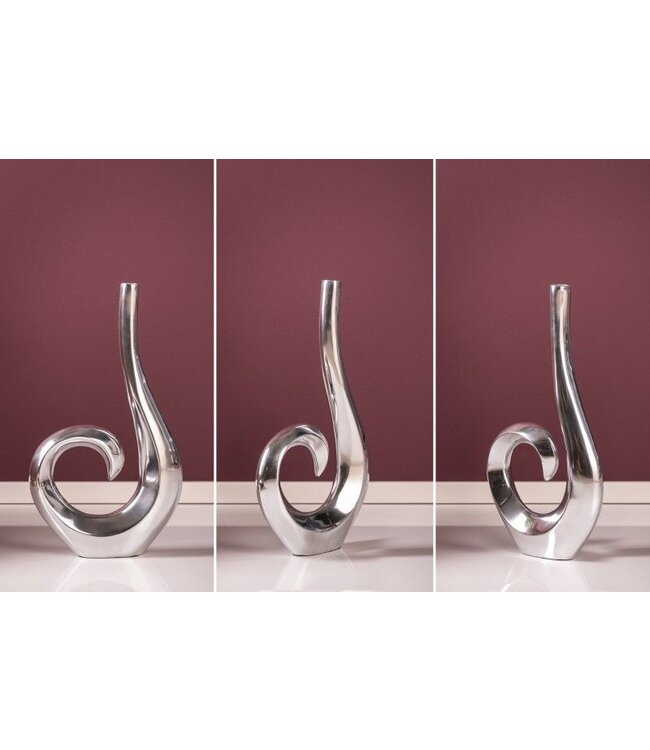 Invicta Interior Moderne vaas WAVE 47cm zilver aluminium gepolijst decoratie - 8841