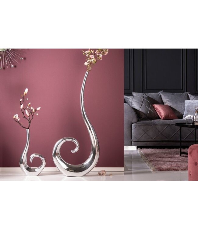 Invicta Interior Moderne vaas WAVE XL 106cm zilver aluminium gepolijst decoratie - 8842
