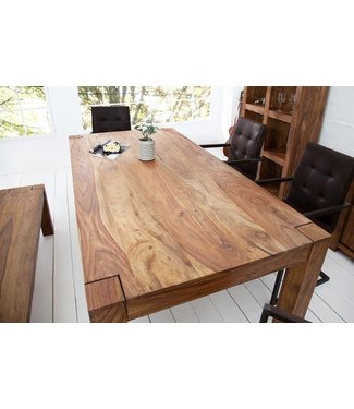 Invicta Interior Massief houten eettafel MAKASSAR 200cm natuurlijke sheesham gelakte houten poten rechthoekig - 15516