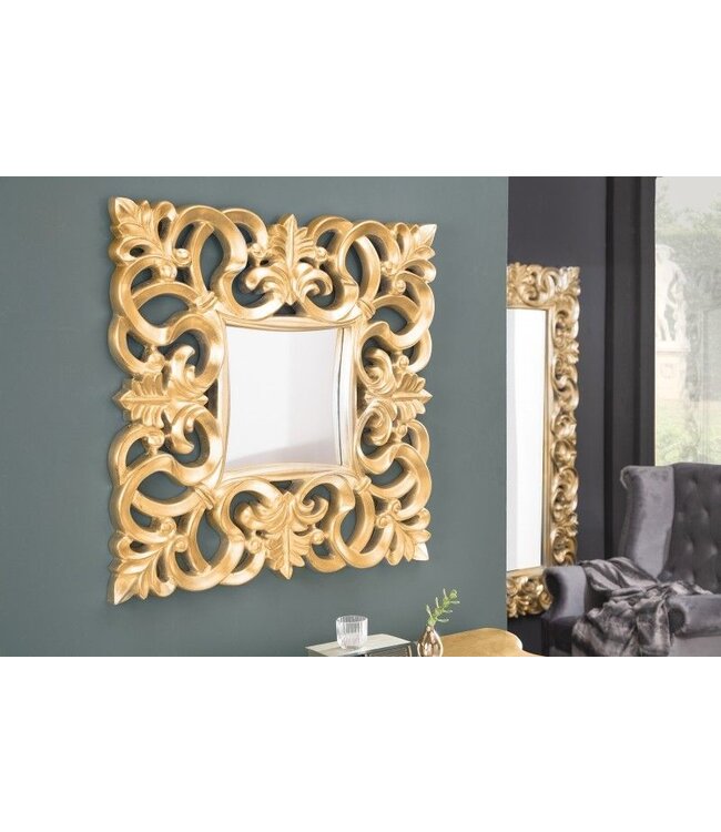 Invicta Interior Elegante wandspiegel VENICE 75x75cm goud antieke barokstijl - 15626