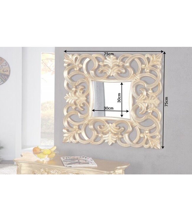 Invicta Interior Elegante wandspiegel VENICE 75x75cm goud antieke barokstijl - 15626