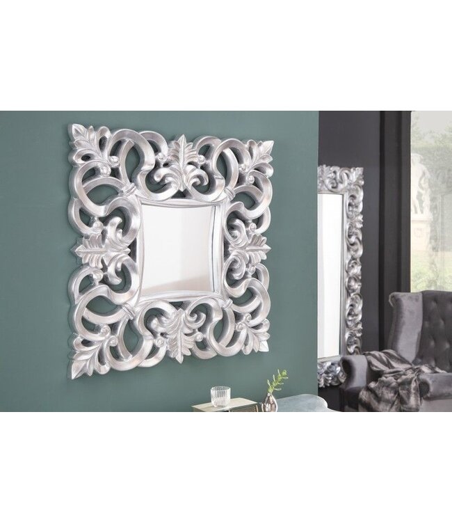 Invicta Interior Elegante wandspiegel VENICE 75x75cm zilver antiek barokstijl - 15627