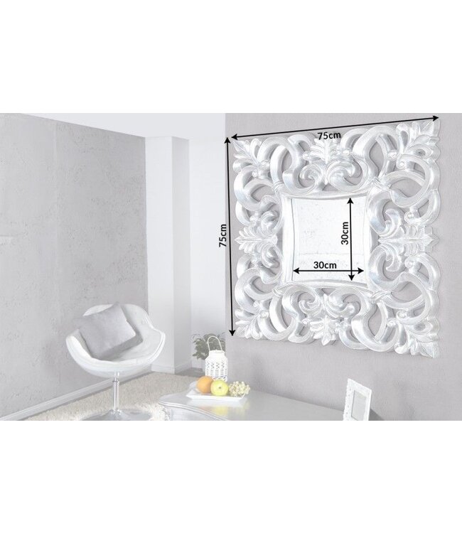 Invicta Interior Elegante wandspiegel VENICE 75x75cm zilver antiek barokstijl - 15627