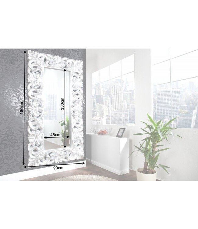 Invicta Interior Elegante wandspiegel VENICE 180x90cm zilver antiek barokstijl - 15630