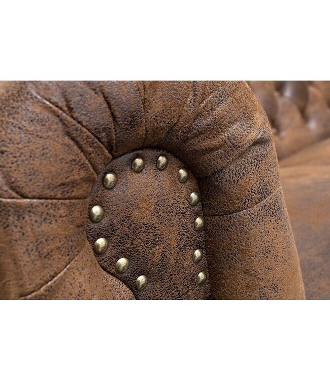 Invicta Interior Chesterfield 2-zitsbank 150cm antiekbruin met knoopstiksel en veerkern - 17109