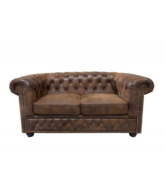 Invicta Interior Chesterfield 2-zitsbank 150cm antiekbruin met knoopstiksel en veerkern - 17109