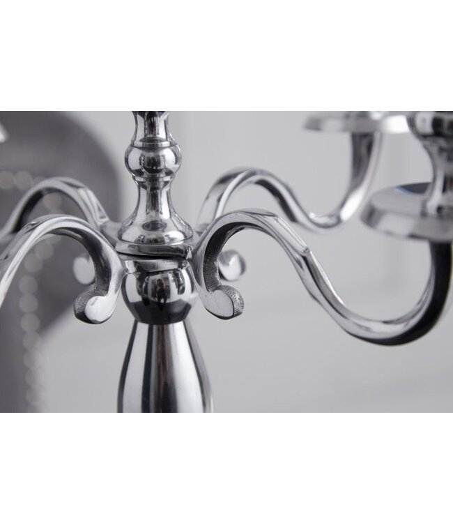 Invicta Interior Kandelaar MODERN BAROK 40cm zilveren 5-armige kroonluchter gepolijst aluminium kaarshouder - 17363