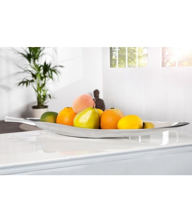 Invicta Interior Handgemaakte decoratieve kom SILVER LEAF 60cm zilver aluminium - 17370