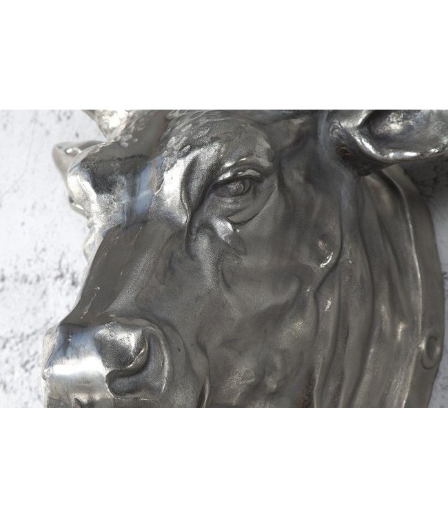 Invicta Interior Extravagante wanddecoratie van een stierenkop TORERO 65cm zilveren decoratieve schedel - 17372