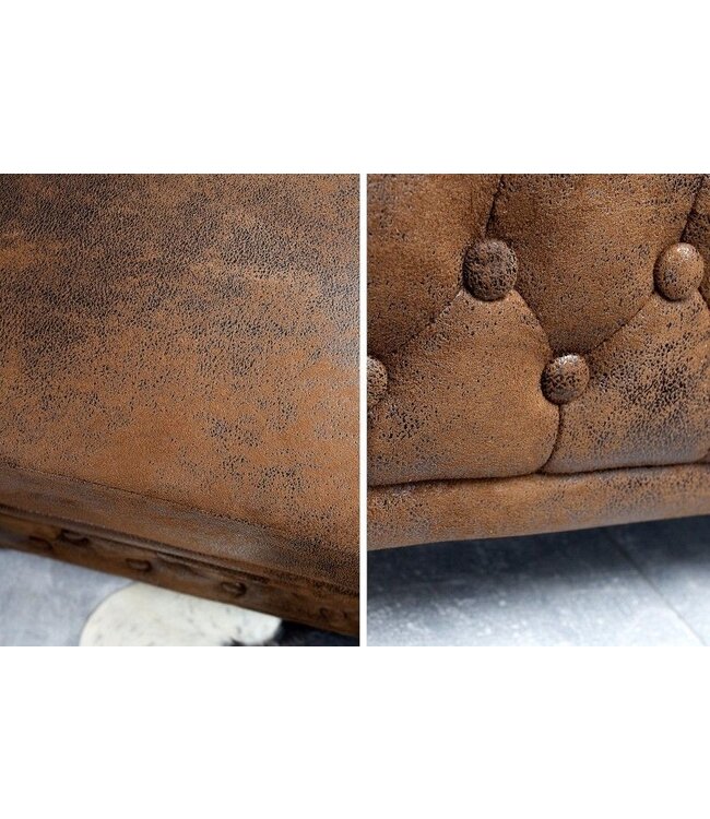Invicta Interior Chesterfield fauteuil 110cm antiekbruin met knoopstiksel en veerkern - 17383