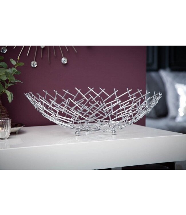 Invicta Interior Design fruitschaal STRUCTUUR 45cm zilver gepoedercoat metaal - 19008