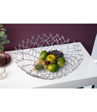 Invicta Interior Design fruitschaal STRUCTUUR 45cm zilver gepoedercoat metaal - 19008