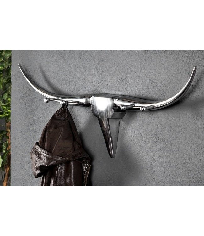 Invicta Interior Design kapstok BULL 100cm aluminium wanddecoratie stierenkop - 20076