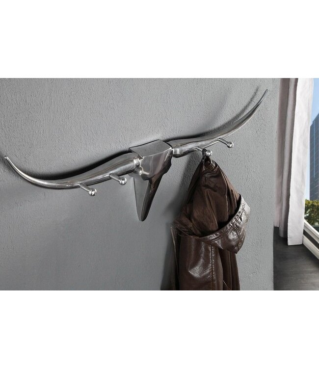 Invicta Interior Design kapstok BULL 100cm aluminium wanddecoratie stierenkop - 20076