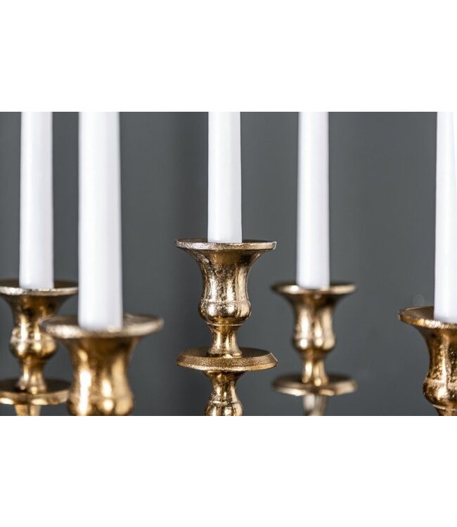 Invicta Interior Kandelaar MODERN BAROK 40cm goud 5-armige kroonluchter gepolijst aluminium kaarshouder - 20409