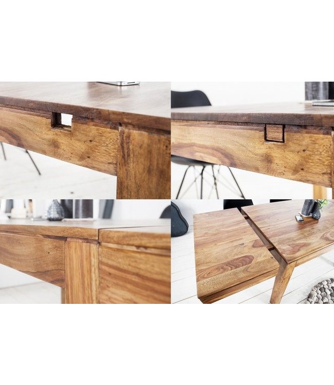 Invicta Interior Massief houten eettafel PURE 120-200cm Sheesham met verlengplaten - 20976