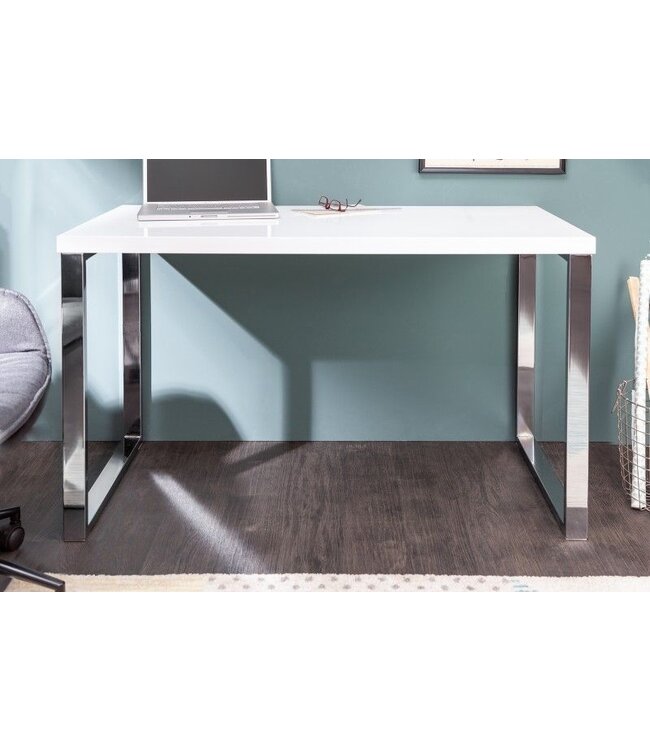 Invicta Interior Modern bureau WHITE DESK 120cm witte hoogglans bureautafel - 20999