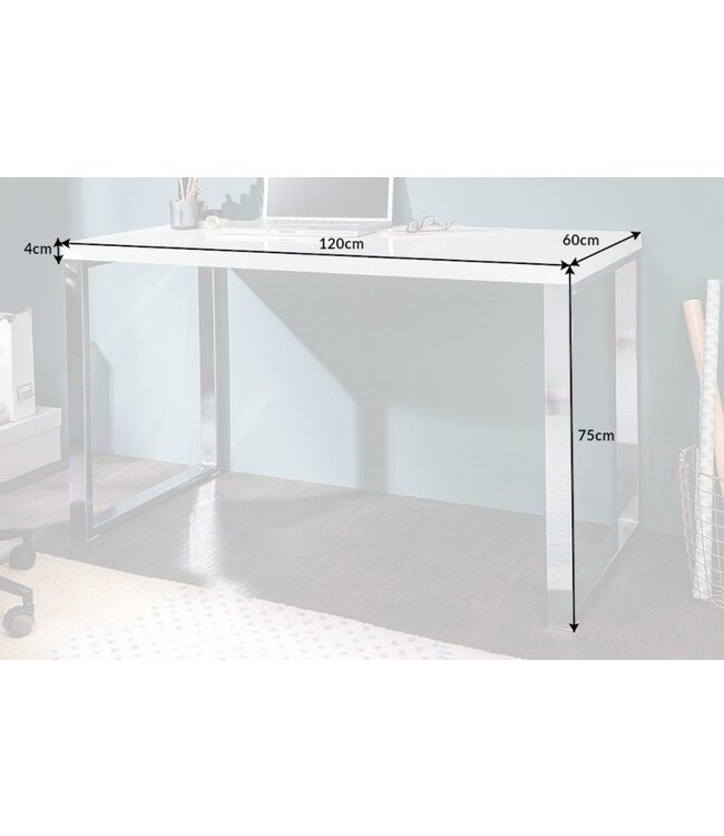 Invicta Interior Modern bureau WHITE DESK 120cm witte hoogglans bureautafel - 20999