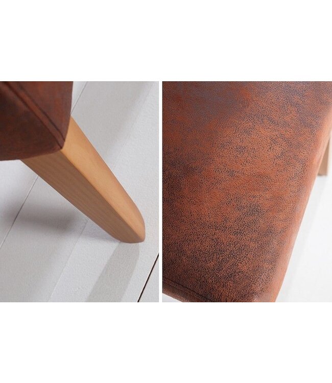 Invicta Interior Edele stoel CASA vintage bruine massief houten poten in koloniale stijl - 21133