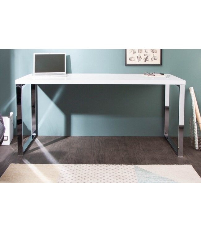 Invicta Interior Modern bureau WHITE DESK 140cm witte hoogglans bureautafel - 21141