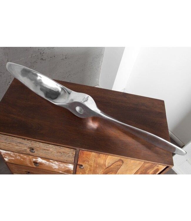 Invicta Interior Authentieke wanddecoratie SCREW II 110cm zilveren vliegtuigpropeller - 21705