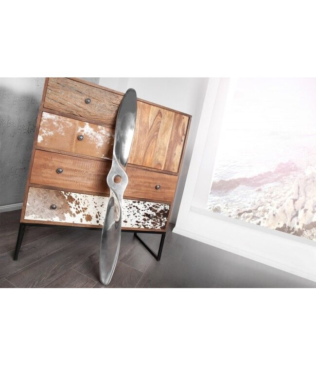 Invicta Interior Authentieke wanddecoratie SCREW II 110cm zilveren vliegtuigpropeller - 21705