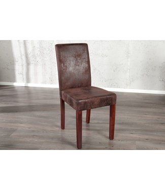 Invicta Interior Edele koloniale stoel GENUA sigaarbruin vintage look grenen massief houten poten - 22207