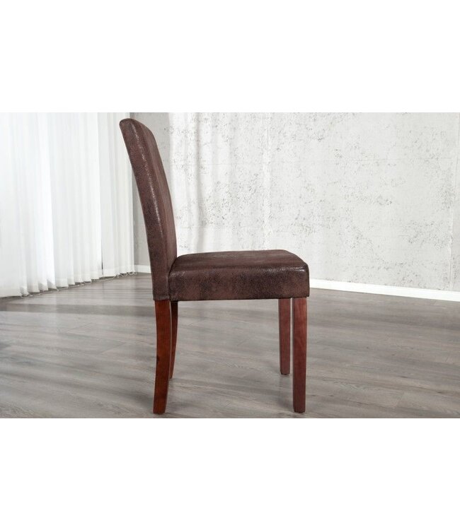 Invicta Interior Edele koloniale stoel GENUA sigaarbruin vintage look grenen massief houten poten - 22207