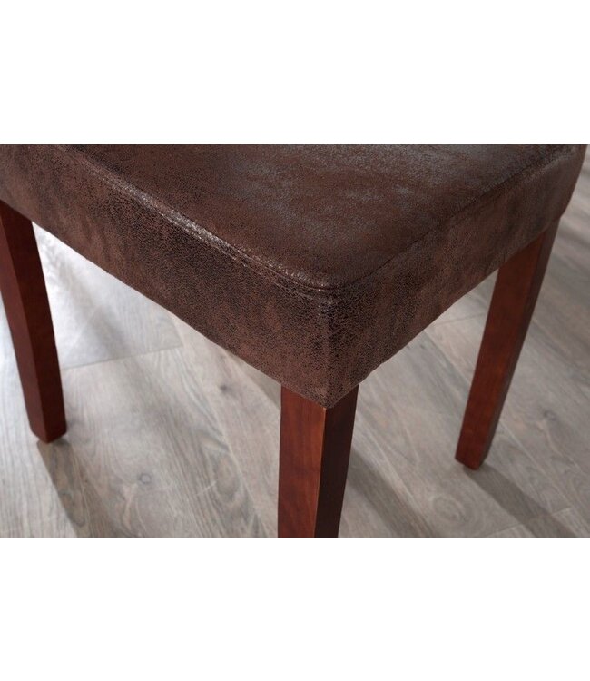 Invicta Interior Edele koloniale stoel GENUA sigaarbruin vintage look grenen massief houten poten - 22207