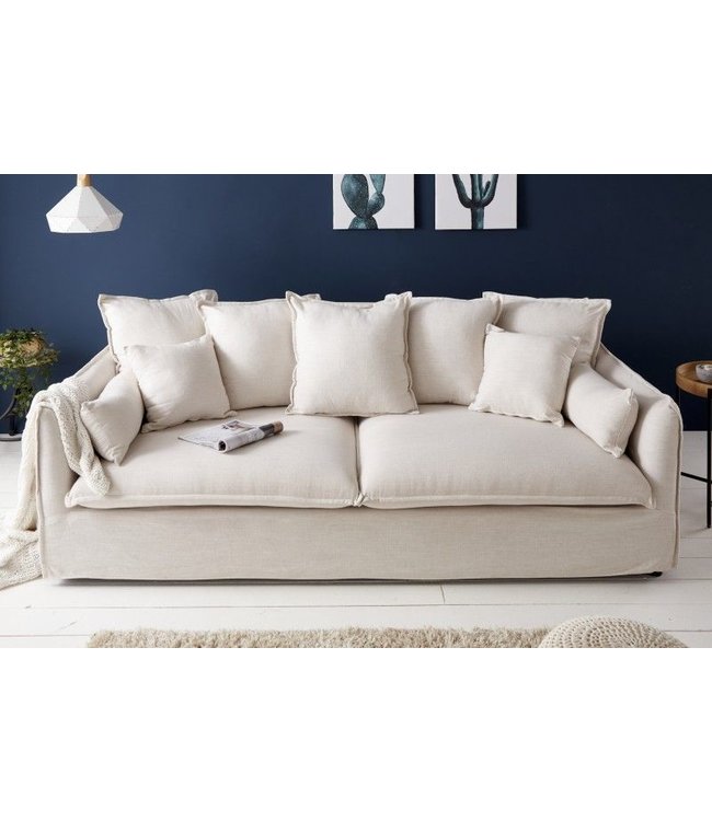 Invicta Interior Bank 3-zits Heaven Natuur Linnen 202cm - 22689