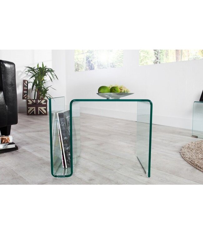 Invicta Interior Extravagante glazen salontafel FANTOME 50cm bijzettafel met opbergvak voor tijdschriften transparant - 22860